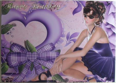 Ballerina Ribbons in Lilac A4 Card Front by Debbie Porter
