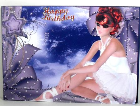 Ballerina Ribbons in White A4 Card Front by Debbie Porter