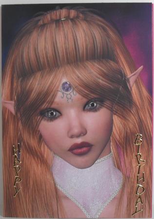 Ethereal Elves A4 Card Front in Strawberry Blonde by Debbie Porter