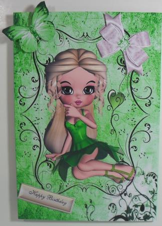 Cute Little Girl in Green with Butterflies by Debbie Porter