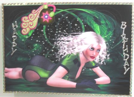 Evelyn in Green A4 Card Front by Debbie Porter