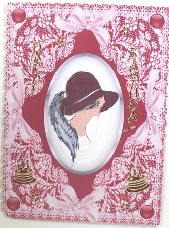 Cameo Lady 'n Lace 2 Pyramid Card Front by Debbie Porter