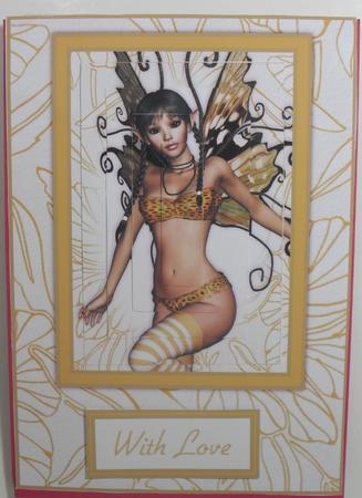Beautiful Orange & Yellow Fairy Card Front Kit by Debbie Porter