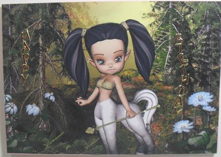 Little Centauress in the Forest A4 Card Front by Debbie Porter
