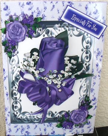 Purple Rose in Silver Frame by Debbie Porter