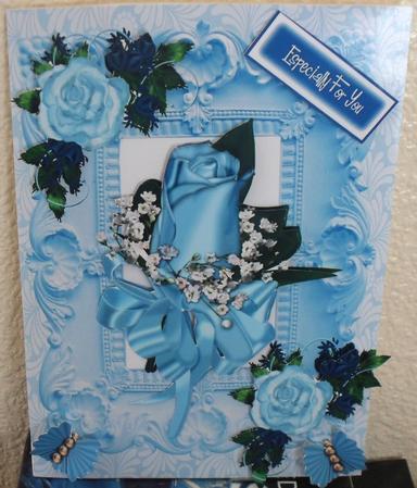 Ice Blue Rose, in Ornate Frame by Debbie Porter