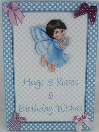 Cute Blue Angel Child Birthday Card Front by Debbie Porter