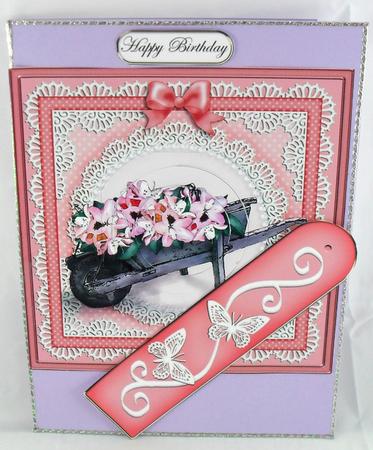 Flower Filled Wheelbarrow Quick Card with Circle Pyramage To by Debbie Porter