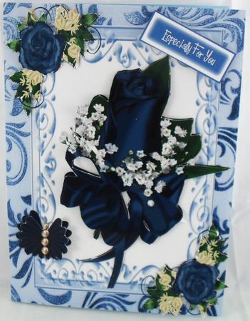 Dark Blue Rose with Flourishes by Debbie Porter
