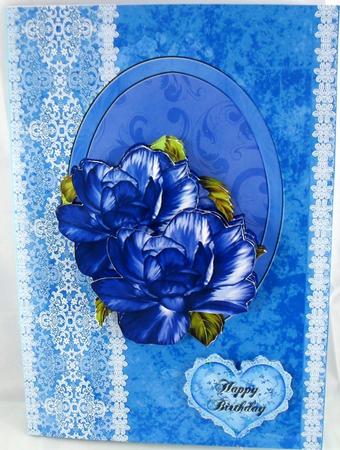 2 Blue Silk Flowers by Debbie Porter