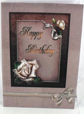Cream Rose Birthday Card by Debbie Porter
