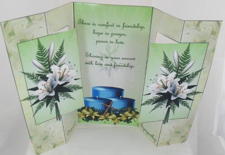 Flowers and Candles Sympathy Double Fold Back Card by Debbie Porter