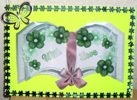 Green and Pink Love Book Decoupage by Debbie Porter