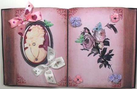 Beautiful Vintage Open Book with Cameo A4 Topper by Debbie Porter