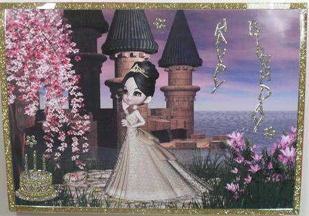 Princess Caelia in Gold A4 Card Front by Debbie Porter