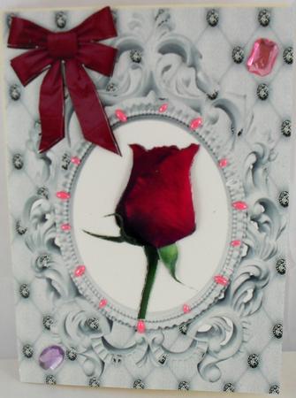 Single Red Rose Bud with Bow by Debbie Porter