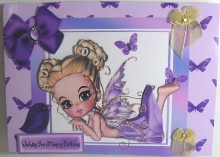 Cute Faerie with Butterflies in Rainbow Frame by Debbie Porter