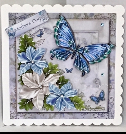 Blue Butterflies & Flowers by Deborah Stubbenhagen