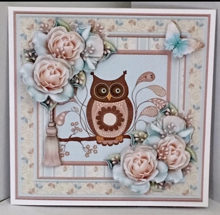 Owl Butterfly & Roses 8x8 Decoupage Mini Kit by Deborah Stubbenhagen
