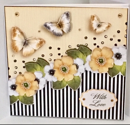 Vintage Stripes Flowers yellow 1122 by Deborah Stubbenhagen