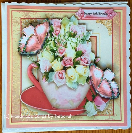 The Rose Teacup Card Front Kit by Deborah Sweet