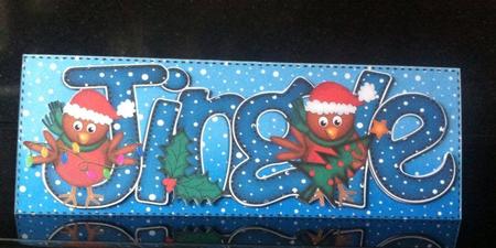 Large Dl Xmas Jingle with Robins Quick Card N 3D Decoupage by Deborah Sweet