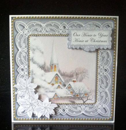 Ice Church Sil Ours to Yours Christmas 8in Sentiment Topper by Deborah Sweet