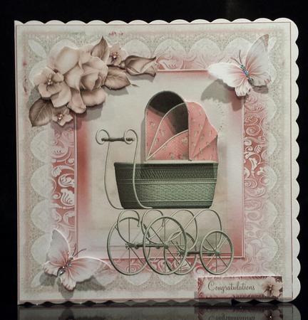 Vintage Style Baby Pink Pram by Deborah Sweet