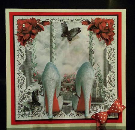 Those Must Have Red Soled Silver Shoes Card Front by Deborah Sweet