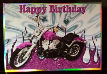 Pink Motorbike with Silver Effect A4 by Deborah Sweet