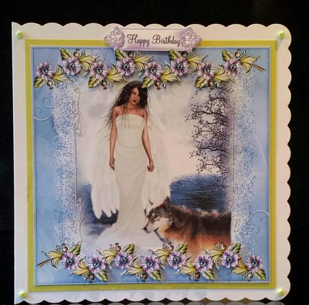 The Angel and the Wolf Card Topper8x8 by Deborah Sweet