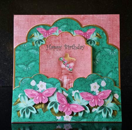 Tealpink Butterfly Birthday Scallop Fashion Tag Cf Mini Kit by Deborah Sweet