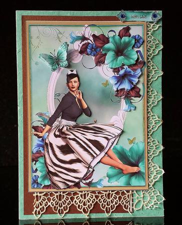 Vintage Style Teal Petunia Lady by Deborah Sweet