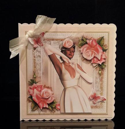 The White Feather Hat Card Front Kit by Deborah Sweet