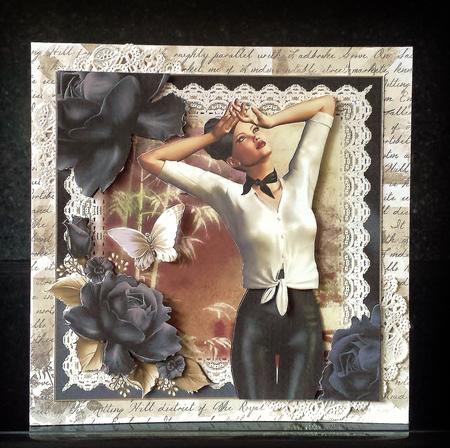 Vintage Style the Black Rose Card Front Kit by Deborah Sweet