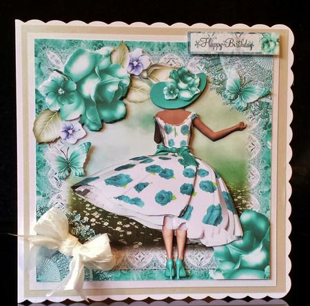 The Teal Rose Dress Card Front Kit by Deborah Sweet