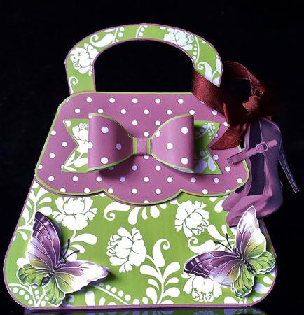 Gorgeous Chocolate and Lime Handbag Shaped Card Kit by Deborah Sweet