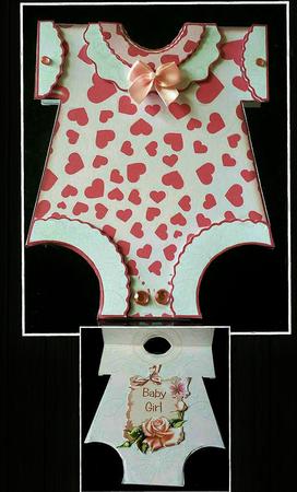 Cute Baby Girl Hearts Romper Suit Card by Deborah Sweet