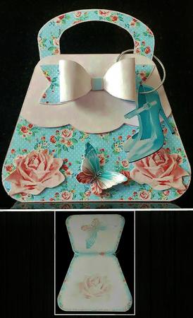 Vintage Pink and Blue Rose Handbag Card Kit by Deborah Sweet