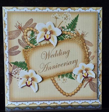 Cream Orchids Wedding Anniversary 8in Vintage Card Frame Kit by Deborah Sweet