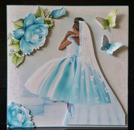 The Turquoise Silk Dress Bride Card Front Kit by Deborah Sweet