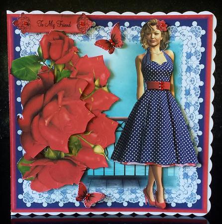 Beauty in Polka Dots with Red Roses Card Front by Deborah Sweet