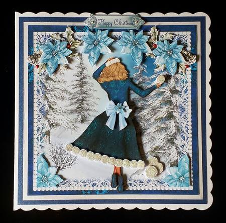 Retro Style Snowball Fun Card Front Kit by Deborah Sweet