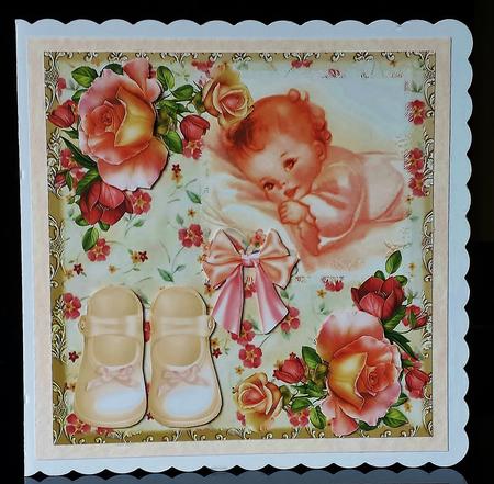Baby Girl Topper with Shoes and Roses by Deborah Sweet