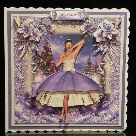 Beautiful Lilac Christmas Time Card Front Kit by Deborah Sweet