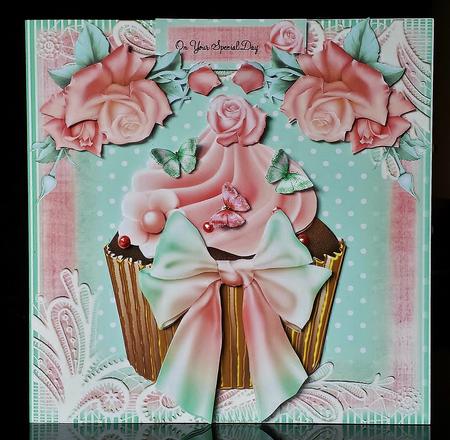 Beautiful Cup Cake Flutters Card Front Kit by Deborah Sweet