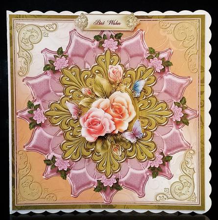 Flower and Butterfly in Peach,pink and Green Topper by Deborah Sweet