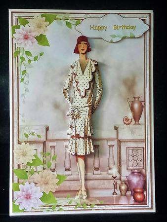 1920's Dotty Fashion Show Card Front and Decoupage by Deborah Sweet