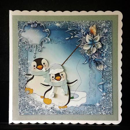 Ice Penguin Fun Card Topper by Deborah Sweet
