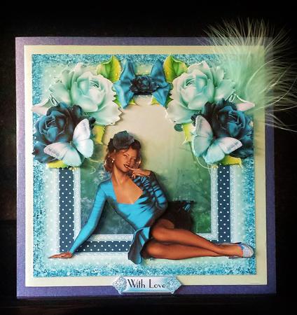 She Wore a Blue Rose Card Front Kit by Deborah Sweet